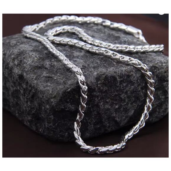 Snake chain LINK - Necklace - silver - 5mm 22" - Picture 4 of 5
